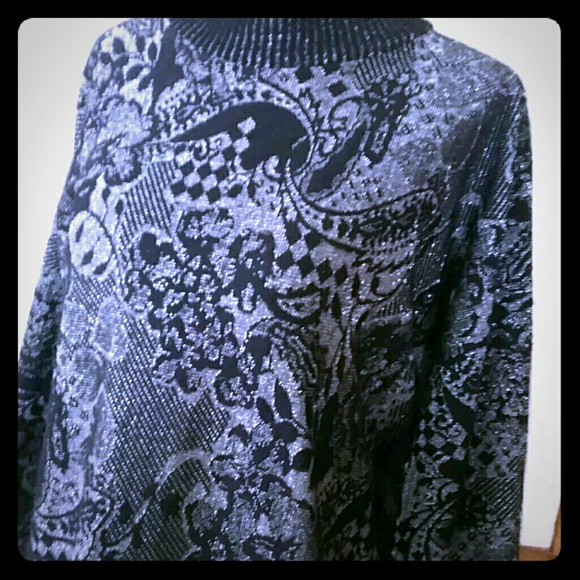 3/$20 Cliche Womens L Black Silver Sweater Warm - Picture 1 of 7